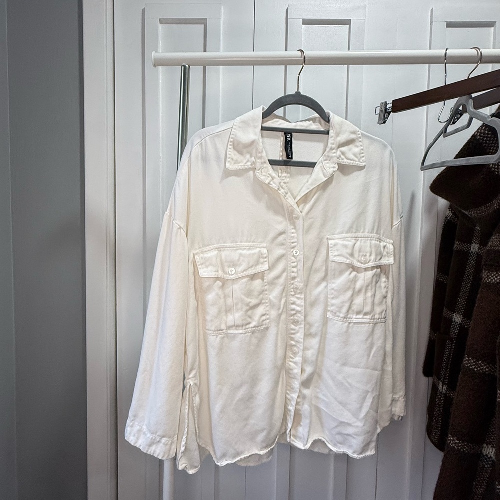 Zara Cream Collared Shirt